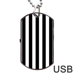 Black And White Stripes Dog Tag Usb Flash (one Side)