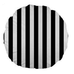 Black And White Stripes Large 18  Premium Round Cushions