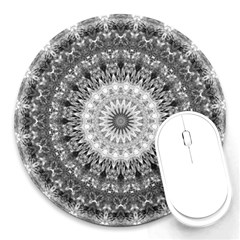 Feeling Softly Black White Mandala Round Mousepads