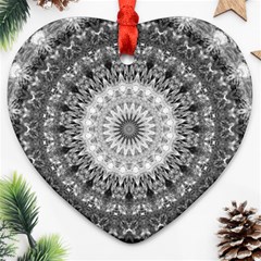 Feeling Softly Black White Mandala Ornament (heart) by designworld65