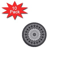 Feeling Softly Black White Mandala 1  Mini Buttons (10 Pack)  by designworld65