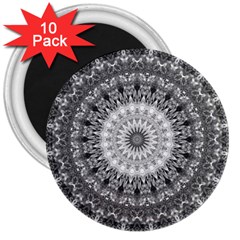 Feeling Softly Black White Mandala 3  Magnets (10 Pack)  by designworld65