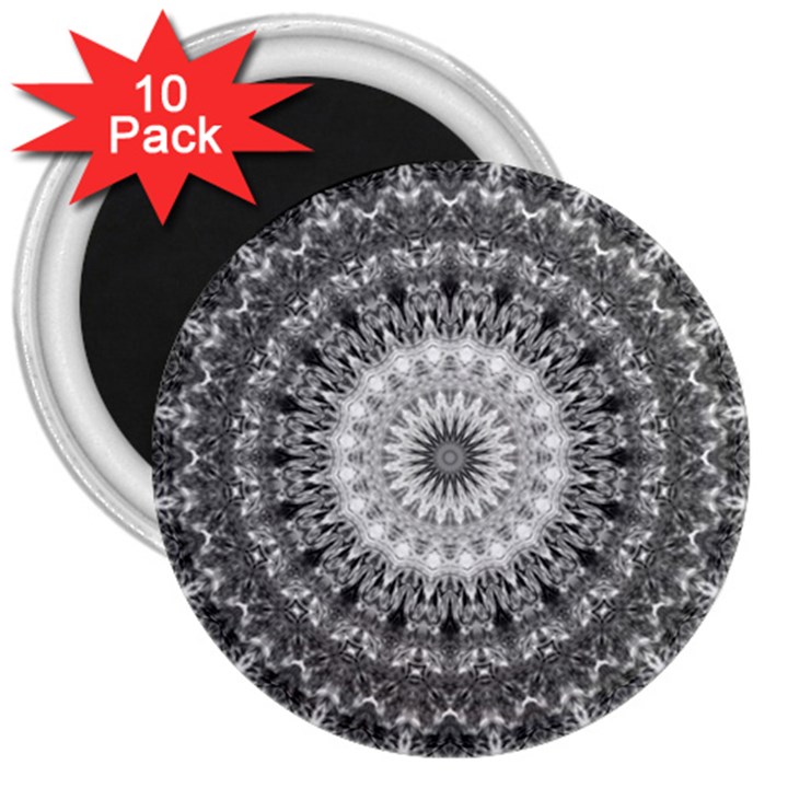 Feeling Softly Black White Mandala 3  Magnets (10 pack) 