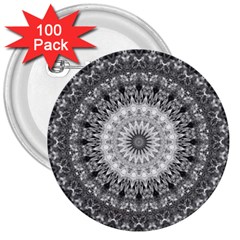 Feeling Softly Black White Mandala 3  Buttons (100 Pack)  by designworld65