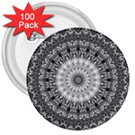 Feeling Softly Black White Mandala 3  Buttons (100 pack)  Front