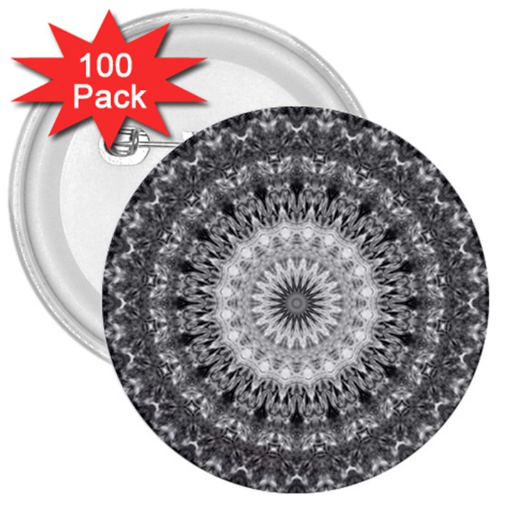 Feeling Softly Black White Mandala 3  Buttons (100 pack) 