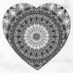 Feeling Softly Black White Mandala Jigsaw Puzzle (heart) by designworld65