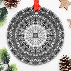 Feeling Softly Black White Mandala Round Ornament (two Sides) by designworld65