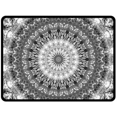 Feeling Softly Black White Mandala Fleece Blanket (large)  by designworld65