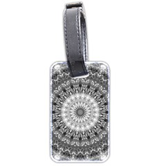 Feeling Softly Black White Mandala Luggage Tags (two Sides) by designworld65