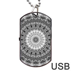 Feeling Softly Black White Mandala Dog Tag Usb Flash (two Sides) by designworld65