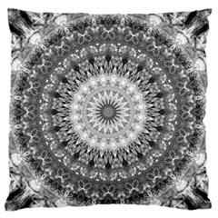 Feeling Softly Black White Mandala Large Flano Cushion Case (one Side)