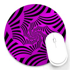 Black Spral Stripes Pink Round Mousepads by designworld65