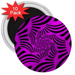 Black Spral Stripes Pink 3  Magnets (10 Pack)  by designworld65