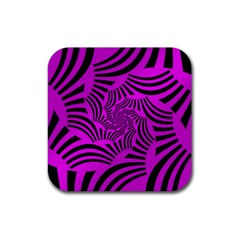 Black Spral Stripes Pink Rubber Coaster (square)  by designworld65