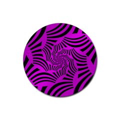 Black Spral Stripes Pink Rubber Coaster (round)  by designworld65