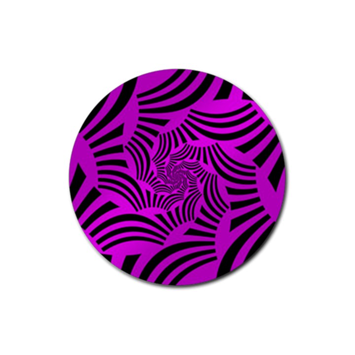 Black Spral Stripes Pink Rubber Coaster (Round) 