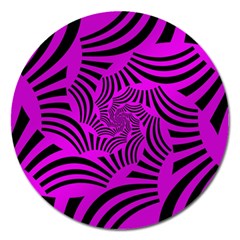 Black Spral Stripes Pink Magnet 5  (round) by designworld65