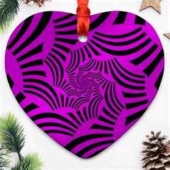 Black Spral Stripes Pink Heart Ornament (two Sides) by designworld65