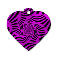 Black Spral Stripes Pink Dog Tag Heart (one Side) by designworld65