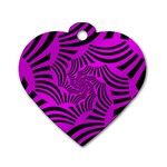 Black Spral Stripes Pink Dog Tag Heart (One Side) Front