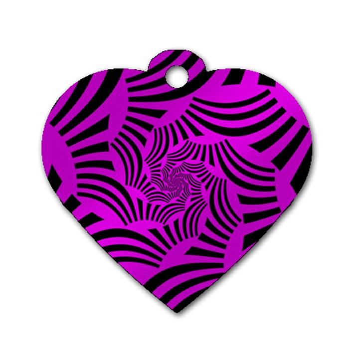 Black Spral Stripes Pink Dog Tag Heart (One Side)