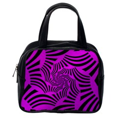 Black Spral Stripes Pink Classic Handbags (one Side) by designworld65