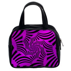 Black Spral Stripes Pink Classic Handbags (2 Sides) by designworld65