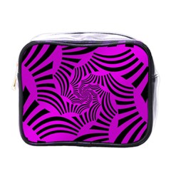 Black Spral Stripes Pink Mini Toiletries Bags by designworld65