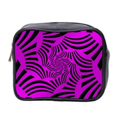 Black Spral Stripes Pink Mini Toiletries Bag 2-side by designworld65