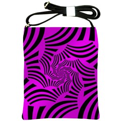 Black Spral Stripes Pink Shoulder Sling Bags by designworld65