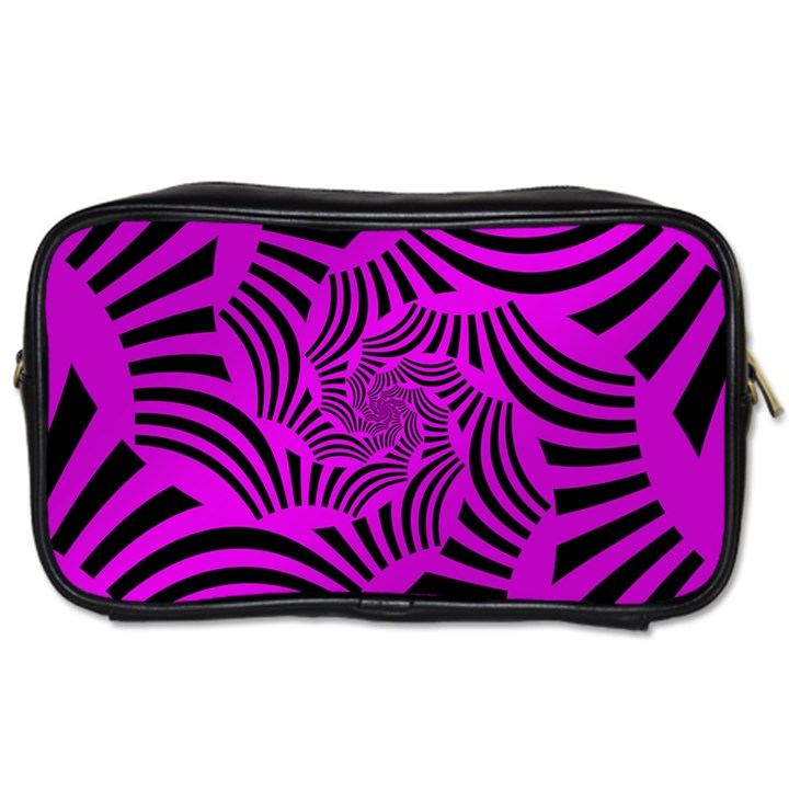 Black Spral Stripes Pink Toiletries Bags