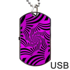 Black Spral Stripes Pink Dog Tag Usb Flash (one Side)