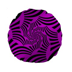 Black Spral Stripes Pink Standard 15  Premium Round Cushions