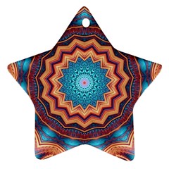 Blue Feather Mandala Ornament (star) by designworld65