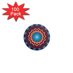 Blue Feather Mandala 1  Mini Magnets (100 Pack)  by designworld65