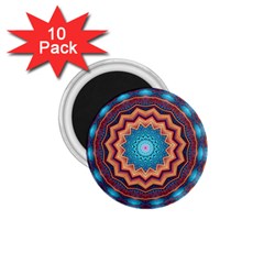 Blue Feather Mandala 1 75  Magnets (10 Pack)  by designworld65