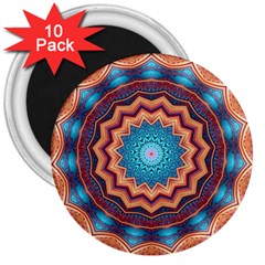 Blue Feather Mandala 3  Magnets (10 Pack)  by designworld65