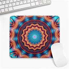 Blue Feather Mandala Large Mousepads by designworld65