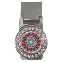 Blue Feather Mandala Money Clips (cz)  by designworld65