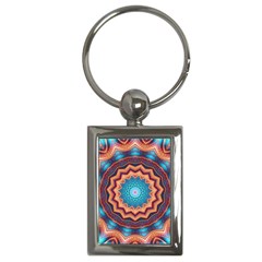 Blue Feather Mandala Key Chains (rectangle)  by designworld65