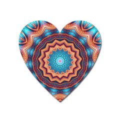 Blue Feather Mandala Heart Magnet by designworld65