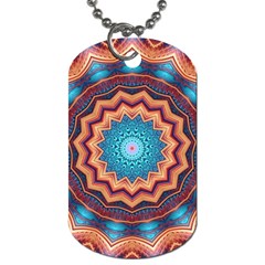 Blue Feather Mandala Dog Tag (one Side) by designworld65