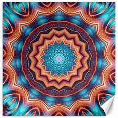 Blue Feather Mandala Canvas 16  X 16  