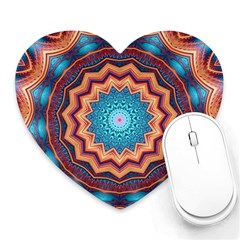 Blue Feather Mandala Heart Mousepads by designworld65