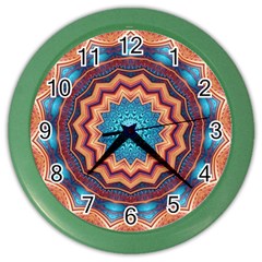 Blue Feather Mandala Color Wall Clocks by designworld65