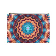 Blue Feather Mandala Cosmetic Bag (large)  by designworld65