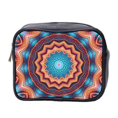 Blue Feather Mandala Mini Toiletries Bag 2-side