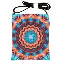 Blue Feather Mandala Shoulder Sling Bags by designworld65