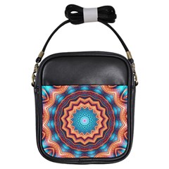 Blue Feather Mandala Girls Sling Bags by designworld65